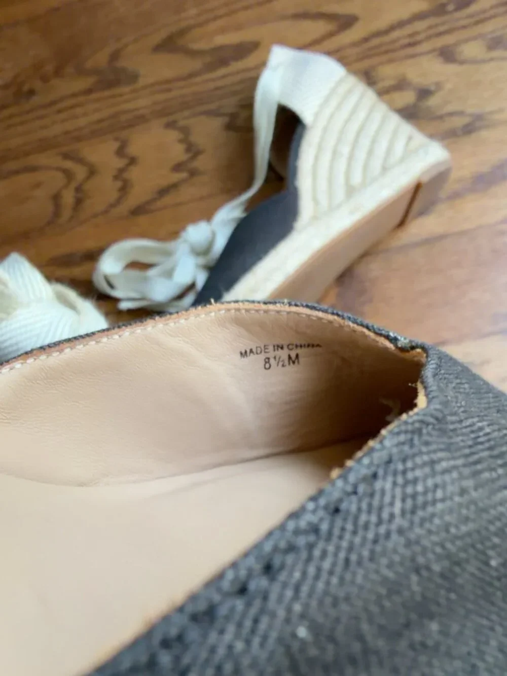 Reformation Camille Black Espadrille Wedge Heels Ankle Tie 8.5